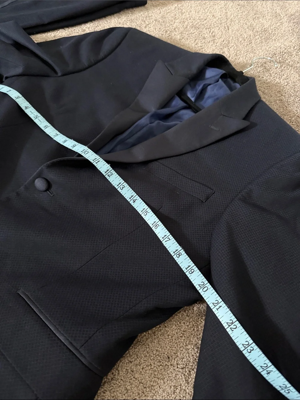 40S Alfani Men's Dark Navy Textured Tuxedo Suit